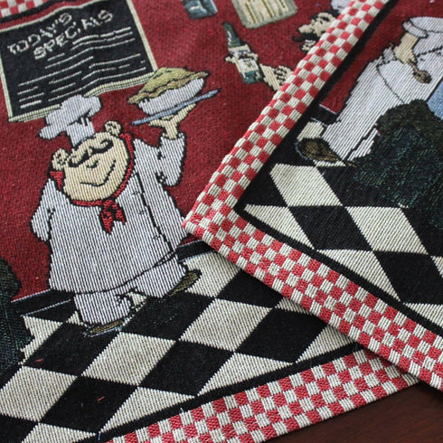 KEPSWET Cotton Linen Chef Placemats for Dining Table Set of 4 Red Washable Table Mats 13x19 Inch Rectangle...