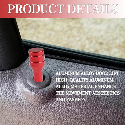 4Pcs Car Door Lock Knobs, Automotive Inner Door Pull Pins Decor, Aluminum Alloy Inner Door Lock Pull Pins, Suitable for Most Cars SUVs Accessory (...