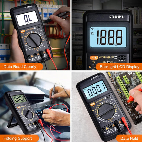 Digital Multimeter Tester, Multimeter Tester Pocket Voltmeter, Multi Tester Digital, Electric Tester with Backlight LCD Data Hold, Voltage Tester ...