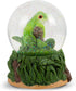 Elanze Designs Playful Green Tree Frog Tabletop Figurine Forest Hopping Log Leaves 100MM Sturdy Glitter Water Wind Up Musical Snow Globe Plays Tun...