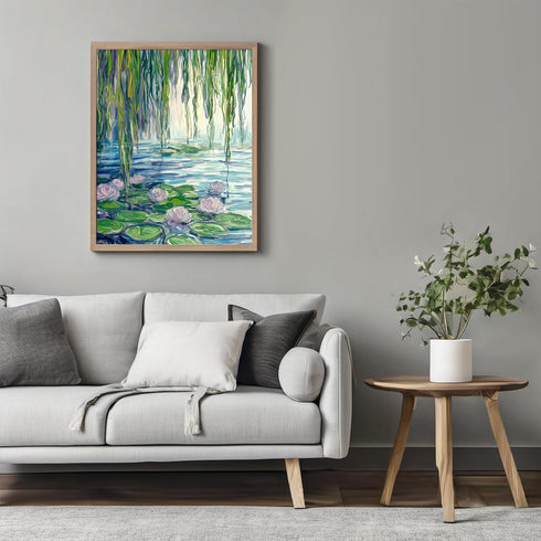 Posterizer 1 pcs-oil painting style-ethereal water lily pont-classics inspired 2-Landscape & Nature Art-Vintage Art-Gift for Art Lovers- unframed ...
