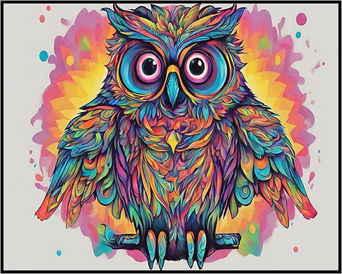 Posterizer 1 pcs- psychedelic funky hippie colorful owl print 1-Abstract & Modern Art-Fantasy & Fiction Art- Living Room Bedroom Decor- unframed w...