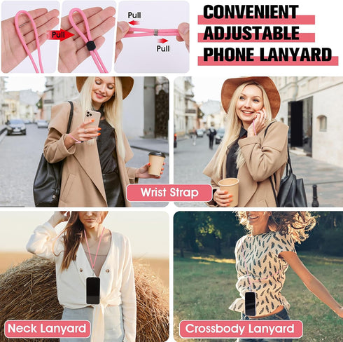 simarro Universal Cell Phone Lanyard, 2 Phone Chains with 4 Transparent Replacement Mobile Phone Straps Adjustable Nylon Neck Strap for All Smartp...