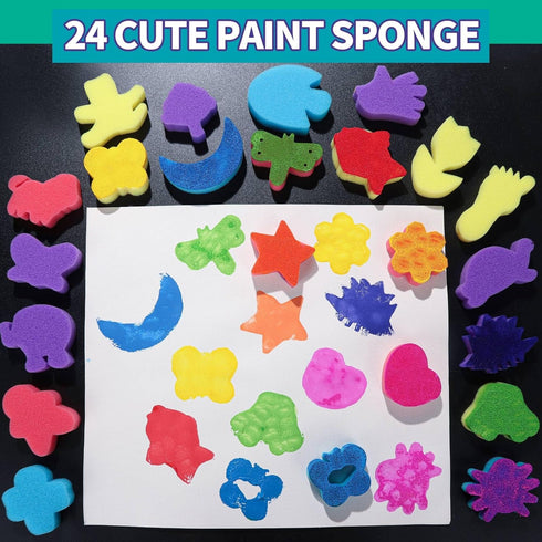 YGDZ Paint Sponges for Kids, 39pcs Early Learning Toddlers Sponge Paint Brushes Stamps Foam Art Craft Drawing Tools...