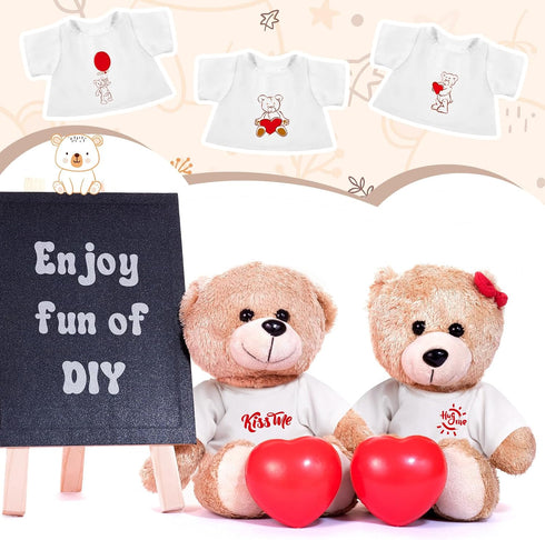 6 Pcs Sublimation Stuffed Bear Shirt Clothes Fit 8-12 Inch Stuffed Animal Blank Plush Bear Tshirts Tee Shirt for DIY Make Unique Stuffed Doll Outf...