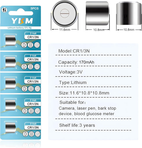CR1/3N 3V Lithium Batteries CR 1/3N DL1/3N CR-1/3N 2L76 Battery for Pistol Laser Sight Dog Collar 5 Pack...