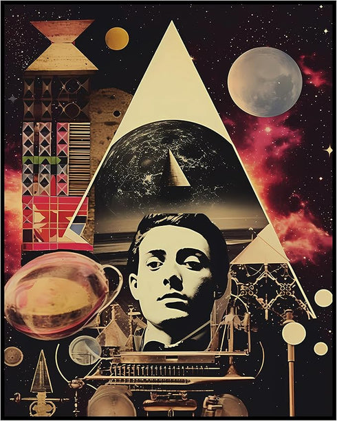 Posterizer 1 pcs-sci-fi collage-vintage vibes-space and planets-Retro Art-Astronomy & Celestial Art-Gifts for Men-Gift for Steampunk and Astrology...