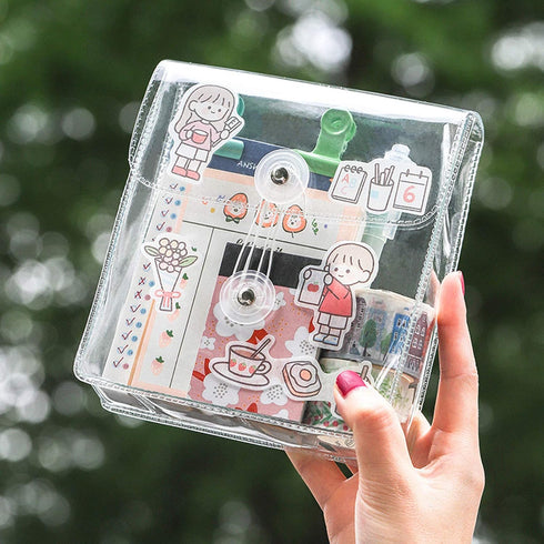 Washi Masking Tapes Multi Organizer Pouch, Minimalist Transparent Large-Capacity Visible Portable Storage Bag for Stationery Stickers Travel Small...