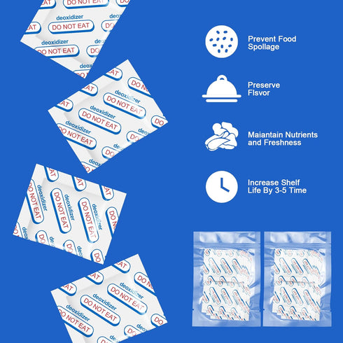 400cc Oxygen Absorbers for Food Storage - 100 Count (20x Packs of 5) - for Long Term Food Storage & Survival, Mylar Bags, Canning, Harvest Right F...