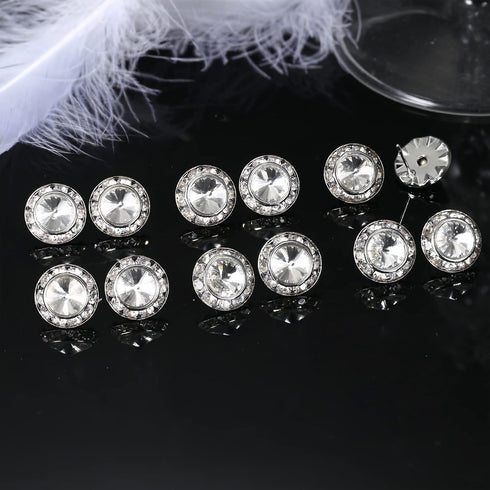 BESTEEL Rhinestone Earrings Round Shaped Acrylic Stone Inside Crystal Halo Stud Earrings for Dance Competitions Stage Opera Performance Wedding Pa...