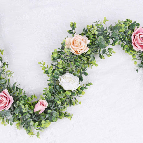 Lvydec 2 Pack Artificial Eucalyptus Garland, Fake Eucalyptus Greenery Garland Wedding Backdrop Arch Wall Decor, 5.5 Feet/Strand Fake Hanging Plant...