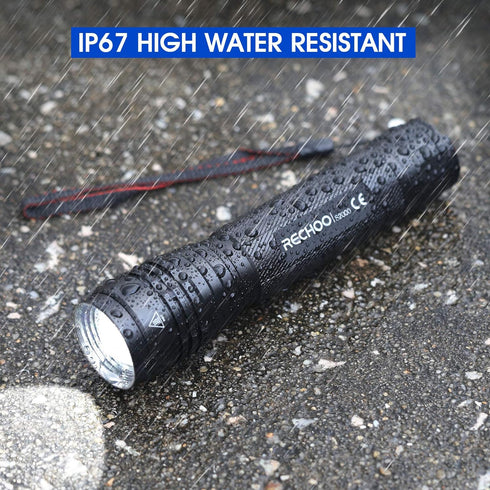 RECHOO High-Powered LED Flashlight S2000, Upgraded Powerful 2000 High Lumens Flashlights with 3 Modes, Zoomable, Water Resistant Flash Light for H...