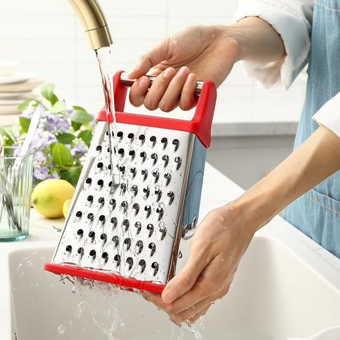 Spring Chef Professional Cheese Grater - Stainless Steel 4 Sided Box Grater for Kitchen, XL Size - Perfect Shredder for Parmesan Cheese, Carrot, P...