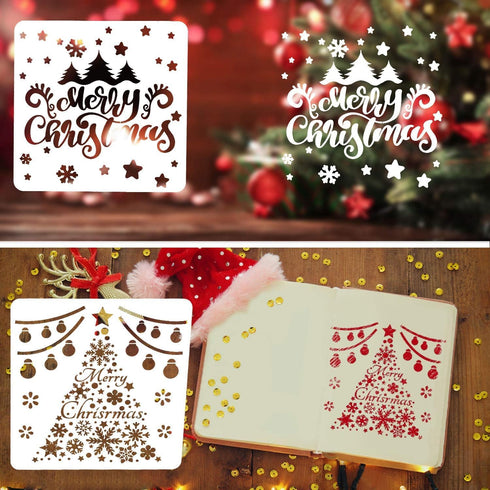 Christmas Stencils for Painting, Drawing Stencils for Christmas Craft Supplies Card Making Kit for Adults, Christmas Holiday Stencils for Spraying...