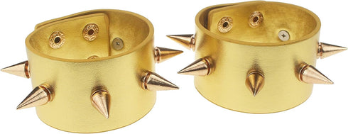 Coolcoco Gold Metal Spike Cuffs Leather Bracelet for Women Girl Cosplay (2 Pieces/Set)...