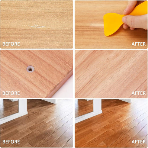 DEWEL Furniture Repair Kit Wood Filler, 6 Colors Peach Series Wood Floor Repair Kit, Filler Furniture Paint, Wood Putty & Wood Polish Repair Wood ...