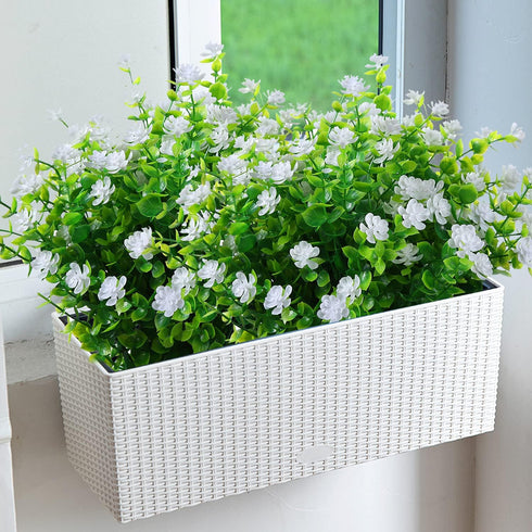 Artificial Plants Flowers Grass Shrubs 8 Pack No Fade Faux Plastic Flowers Outdoor for Vases Farmhouse Garden Porch Patio Office Indoor Wedding De...