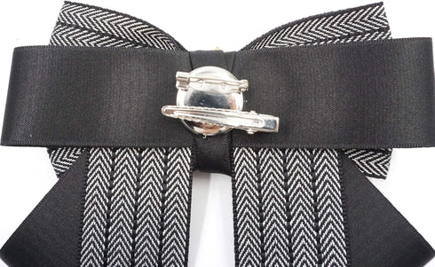 Topz black bow brooch for women large ribbon collar pin cravat Womens bow tie rhinestone brooch pin jabot bowtie for men necktie shirt decoration ...