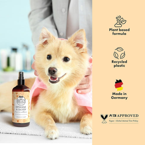Belly Dog Detangling Spray, 8.5 Fl Oz - A Natural Dog Leave in Conditioner Spray & Detangler Spray - Dog Conditioner for Matted Coats & Detangling...