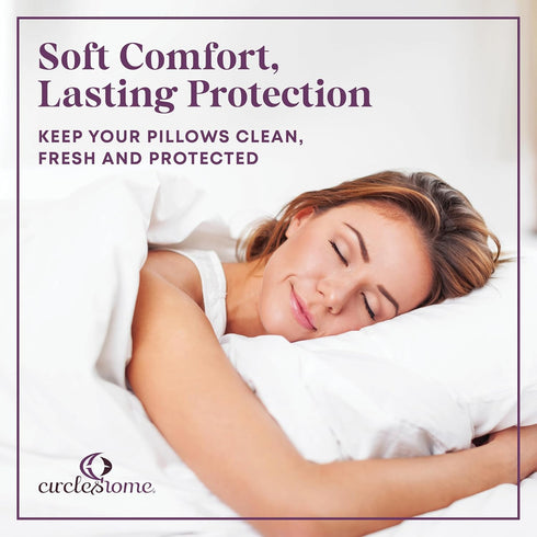 CirclesHome Pillow Protectors 2 Pack Standard Zippered - 100% Cotton Breathable Pillowcases - Protects Pillows from Dirt, Dust and Debri (Standard...