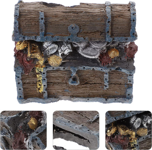 Aquarium Ornament, Simulation Treasure Chest Fish Tank Decoration Resin Hide Castle Ornament Underwater Landscape Decor...