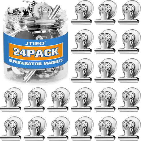 24 Pack Magnetic Clips Fridge Magnets Heavy Duty Magnet Clips for Whiteboard & Refrigerator Wide Scratch Safe Best for House Office School Use...