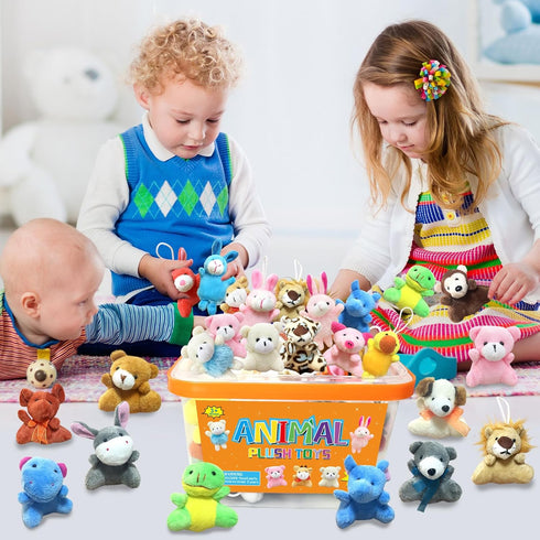 32Pcs Mini Plush Animals Toy Set Assortment Bulk Stuffed Keychain Party Favors for Kids Small Animals Decorations Toys Easter Carnival Prizes Chri...