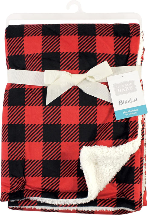 Hudson Baby Unisex Baby Plush Mink and Sherpa Blanket, Buffalo Plaid, One Size...