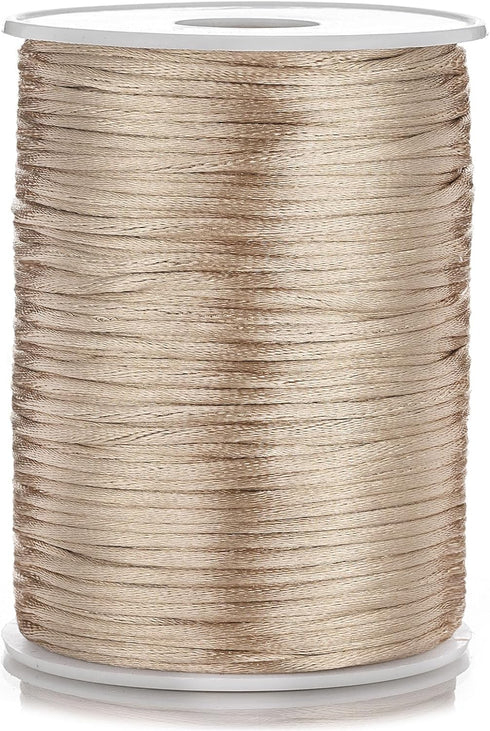2mm x 100 Yards Satin Nylon Trim Cord, Rattail, Chinese Knot, Kumihimo Cord (Khaki)...
