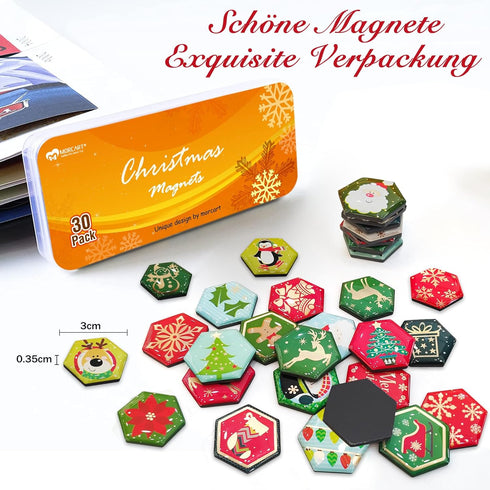 MORCART 30Pcs Christmas Strong Refrigerator Magnet Fridge Magnetic Sticker, Home Office Locker Fridge Christmas Decorative Magnets Gift for Family...