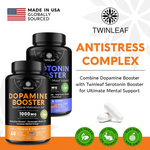 Dopamine Brain Support Supplement, 1000 mg Blend - Made in USA - with Vitamin B12 and L-Tyrosine - Enhance Mental Well-Being - 60 Capsules...