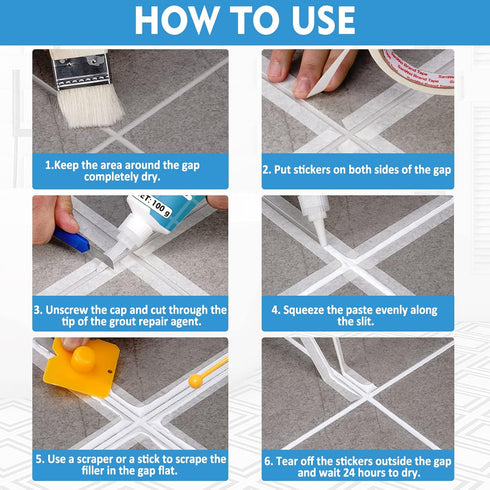 2 Pack Grout Paint Pen Kit - Fast Drying Grout Filler and Sealer for Bathroom, Kitchen Tile Joints and Gaps (White)...