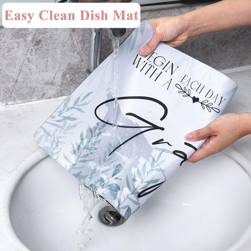 Dish Drying Mat 12"x20" Super Absorbent Drying Mat Large Dish Drying Mats for Kitchen Counter Easy clean Drain Mats Kitchen Drying Mat Countertop ...