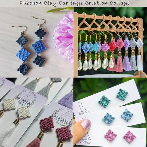 Puocaon Weave Knot Clay Cutters - 12 Pcs Clay Cutters for Polymer Clay Earrings Jewelry Making, Rattan Polymer Clay Cutters for Earrings, Boho Emb...