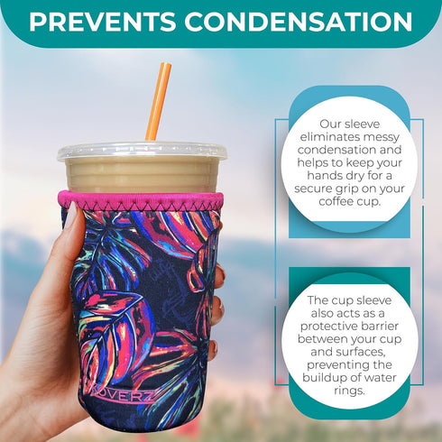 Koverz Iced Coffee Sleeve, Insulated Neoprene Cup Sleeve, Fits a 32 Oz. Coffee Cup, Washable and Reusable, Iced Coffee Accessories, Large Violet W...