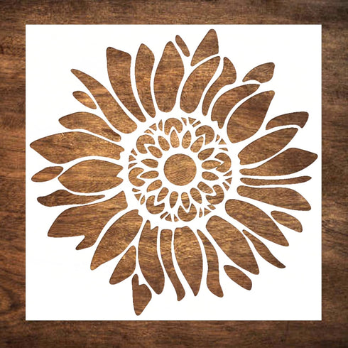 12x12 Inch Boho Sunflower Stencil for Painting on Wood, Canvas, Paper, Fabric and Furniture - Reusable Floral Craft Stencils - Large Flower Stenci...