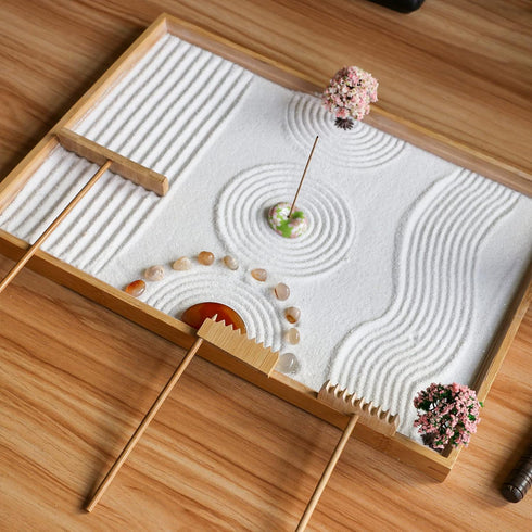 Tabletop Zen Garden Accessories Kit - Japanese Sand Zen Garden Rakes Tools Set,Office Relaxation Gifts with Healing Stones Zen Garden Decor for Ma...