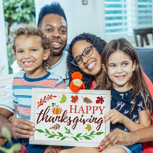 FINGERINSPIRE Happy Thanksgiving Stencil 11.7x8.3 inch Maple Leaf Stencils Plastic Pumpkin Leaves Patterns Template Fall Autumn Theme Stencil Reus...