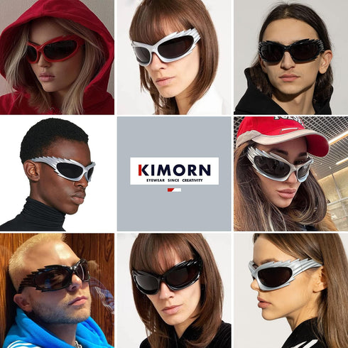 kimorn Wrap Around Sunglasses Womens men Swift Oval Trendy Futuristic Sport Shades Y2K Sun Glasses K1422...