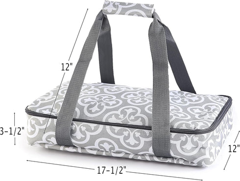 The Lakeside Collection Carrier for Casserole or Slow Cooker - Gray Damask Casserole...