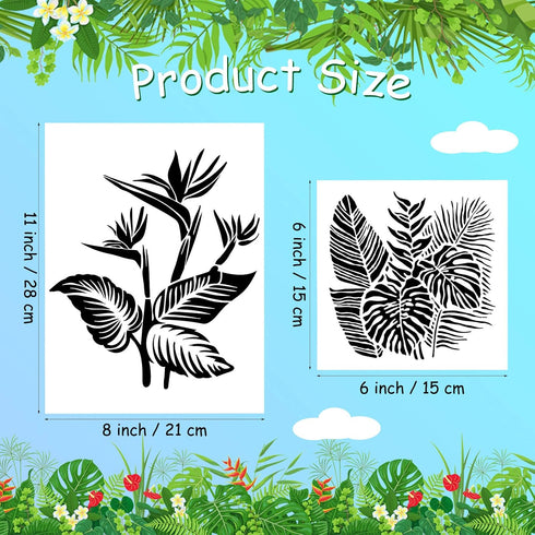 9 Pieces Reusable Painting Stencil Tropical Stencil Plastic Paint Stencils Summer Pattern Drawing Templates Stencils Reusable Craft for Painting(L...