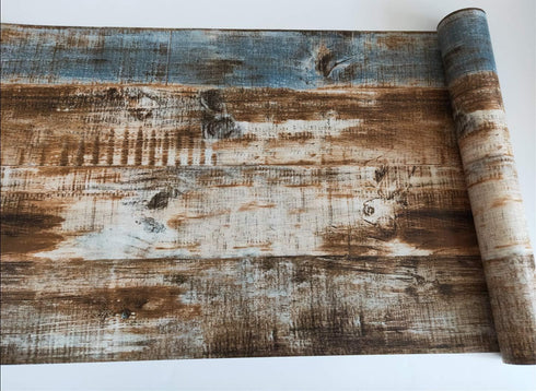DWIND D1089 Vinyl Vintage Removable Wallpaper Peel and Stick Wood 17.7" X 118" Textured Wallpaper Self Adhesive for Cabinets Furniture Kitchen Cou...