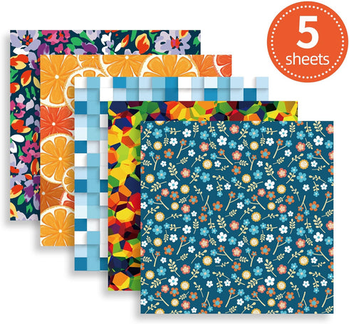 ODDA 5 Packs Pattern Color Changing Vinyl, 5 Different Patterns, New Update Design Color Changing Vinyl for Cricut, Fabric, Clothes, | 12x12''...