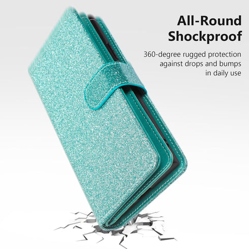 Varikke for iPhone 13 Pro Max Wallet Case Detachable with Card Holder for Women, Fashion Glitter Leather Strap Magnetic Flip Wallet Removable Phon...