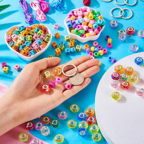 Beadthove DIY Letter Bead Keychain Making Kit Adjustable Acrylic Cube Letter Beads Strings Large Hole Pony Beads Key Ring Bracelet Jewelry Making ...