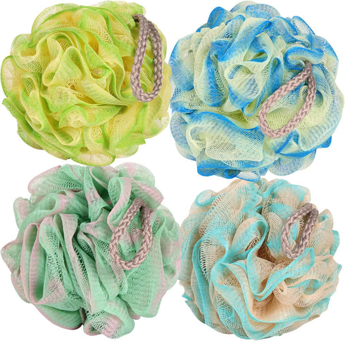 Pack of 4 Loofah Sponge body exfoliation scrub mesh sponge, shower cleaning accessories, rich foaming(50g) (YH-001)...