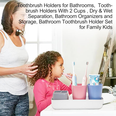 Toothbrush Holder Toothpaste Holder for Bathroom Vanity Organizer Countertop with Bathroom Cups, Electric Toothbrush Holder, Kids Bathroom Decor, ...
