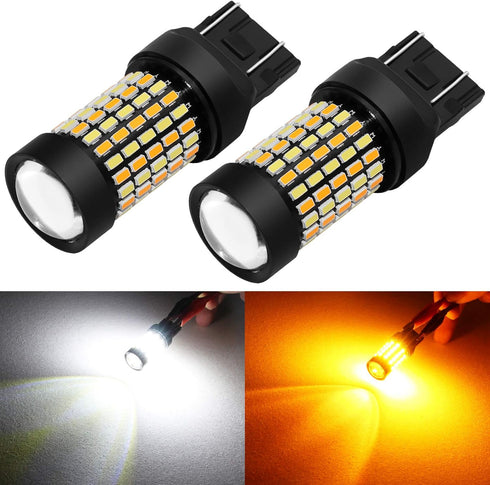 PHINLION Super Bright White Amber Dual Color Switchback 7443 7443na 7444 7444na LED Bulbs with Projector for Car Front Turn Signal Parking Lights...