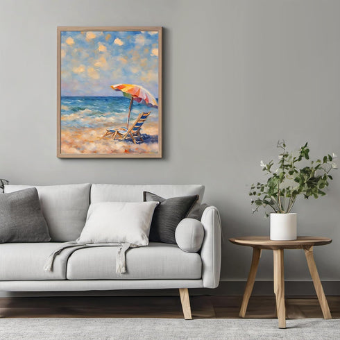 Posterizer 1 pcs- sea and beach themed oil painting style print 12-Landscape & Nature Art-Floral Botanical Art- Decor for Home & Office- unframed ...