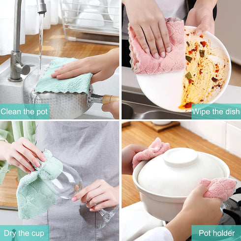 12 Pack Kitchen Cloth Dish Towels, 12x12 inch Soft Premium Dishcloths, Absorbent Microfiber Cleaning Cloth for Cleaning Dishes, Kitchen, Bathroom,...
